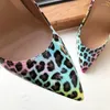 Jurk Schoenen Kleurrijke Luipaard Print Vrouwen Sexy Puntige Teen Hoge Hak Voor Party Club Show 8 cm 10 cm 12 cm Goegeous Stiletto Pompen