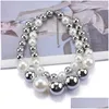 Chokers Choker Double Layers Big Pearls Collar Necklace Drop Delivery Jewelry Necklaces Pendants Otxrf