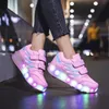 Roller Skates 2 Wheels Shoes Glowing Lighted Led Children Boys Girls Kids Fashion Luminous Sports Boots Casual Sneakers 240115