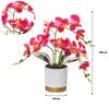 Fleurs décoratives plantes fleur artificielle 1 Pc 13 pouces décoration cadeau fond doré maison Phalaenopsis bonsaï plastique simulé