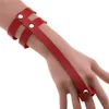 Charm Bracelets Wholesale Red PU Leather Studded Punk Students Bracelet Goth Gothic Rivet Wristband For Women Jewelry