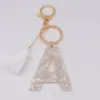 Tassel Acrylic 26 English Letter Keychain Fashion Pattern Pattern Key Chain alphabet Gift Pendant Gift for Friends Women278m