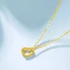 LABB Real 24K 999 Yellow Gold Heart Pendant Necklace AU750 Gold Chain for Women Fine Jewelry Wedding Gift P155240115