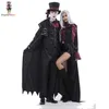 Costumi da coppia di vampiri di Halloween Costume da uomo bello insanguinato da donna Steampunk Uniformi da vampiro Kit contessa di sangue262M