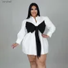 Robes décontractées de base Grande taille femmes 5xl robes Bow Patchwork robe chemisier ample 2022 automne soirée jupes dame mode vente en gros vêtements YQ240115