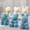 Ferramentas de artesanato 3D Rosa Animal Vela Molde de Silicone Artesanal Unicórnio Coelho Teddy Bear Vela Fazendo Kit DIY Artesanato Gesso Resina Sabão Bolo Ferramentas YQ240115