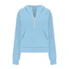 Quarter Zip Up Femmes Sweatshirts Demi-Zip Solid Pull Polaire Revers Sweats À Capuche Tenues D'automne Surdimensionné Lâche Casual Manteau D'hiver 240115