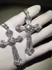 14k Gold Long Diamond Cross Pendant 925 Sterling Silver Party Wedding Pendants Halsband för kvinnor Män smycken gåva 240115