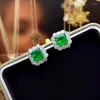 Boucles d'oreilles Columbia vert S925, argent, petite princesse, couleurs carrées, artisanat exquis, cadeau de fiançailles, bijoux