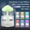 Humidifiers Mushroom Air Humidifier Rain Cloud Humidifier Essential Oils Diffuser Water Drops Colorful Night Light For Home BedroomL240115