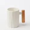 Muggar kreativitet kaffe resor mugg trähandtag enkel espresso cup teaware kaféer personliga gåvor kaffe keramik med lock