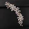 Stirnbänder Silber Farbe Kristall Perle Blatt Stirnband Haarband Tiara Für Frauen Braut Braut Hochzeit Haar Zubehör Schmuck Rebe Kopfschmuck