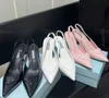 Zapatos de vestir elegantes de verano, sandalias de cuero cepillado con triángulo, zapatos para mujer, zapatos con talón descubierto, calzado de lujo para mujer, tacones altos, fiesta, boda4566