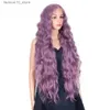 Synthetic Wigs FASHION IDOL 13X6 Lace Front Wigs For Women 36 Inch Heat Resistant Fiber Body Wave Baby Hair Wigs Purple Synthetic Wigs Cosplay Q240115