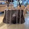 vivianeism westwoodism bag Empress Dowager's Lacquer Leather Oblique Straddle Handbag Velvet Dumpling Bun