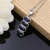 Halsketten Sier Schmucksets, blaue natürliche Zirkonia, Modeschmuck-Sets, indischer Schmuck für Frauen, Halsketten-Set, Creolen