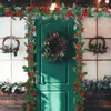 Flores decorativas 200cm Artificial Holly Berry Guirlanda de Natal Folha Verde Rattan Enfeites de Árvore de Natal Videira Interior Ao Ar Livre Decoração de Ano