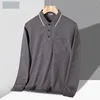 Erkek Polos Bahar Sonbahar Katı Pullover Dönüşü Part Baskısı Basılı Düğmesi Uzun Kollu T-Shirt Polo Canantajlı Resmi Üstler