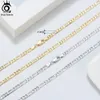 ORSA JEWELS Итальянское ожерелье-цепочка ручной работы длиной 3 м с бриллиантовой огранкой Фигаро, золото 18 карат, серебро 925 пробы, мужские и женские ювелирные изделия SC34 240115