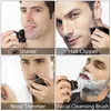 Kit de aliciamento 5 em 1, barbeador elétrico para homens, recarregável, aparador de barba, cabelo, navalha seca e molhada, máquina de barbear 240115