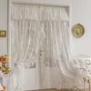 French Elegant White Embroidery Ruffle Tulle Curtain with Valance For Girls Bedroom Living Room Sheer Drapes Rideaux Voilage 240115