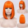 Ranyu Short Bob O Synthetic Wig Women's Role Play Play with Bangs White Synthetic Naturnity HairLolita耐熱ヘッドカバー240115