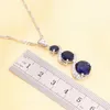 Xutaayi conjuntos de joias de casamento cor prata para mulheres forma de flor azul zircão pulseira brincos colar pingente anel caixa de presente 240115