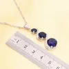 XUTAAYI Zilver Kleur Bruiloft Sieraden Sets Voor Vrouwen Bloemvorm Blauw Zirkoon Armband Oorbellen Ketting Hanger Ring Geschenkdoos 240115