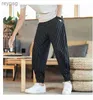 Men's Pants Men's striped cotton linen sports pants elastic waist Saruel casual traditional Chinese spring summer new style YQ240115