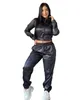 Calças de duas peças femininas definir mulheres sólidas fatos de treino manga comprida cordão pulôver hoodies top sweat jogger ternos atacado