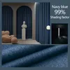 Super Strong Sound Isolation Fullt Blackout Bedroom Curtain Dubbelsidig bomull och linne Solskyddsmedel Sunshade Gardin 240115