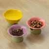 귀여운 세라믹 고양이 그릇 비 슬립 꽃 모양 하이 발