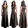 Cosplay médiéval Mode Femmes Anime Viking Renaissance À Capuchon Archer Venez Robe Longue En Cuir Sans Manches Mascarade 2022 Nouveau T2208222k