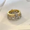 Schmuck Vivianeismus Westwoodismus Ringe leichte Luxusspiegel Doppelschicht großer Zirkon Saturn Ring Split Ring