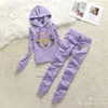 Autumn/Winter New Velvet Hooded Hoodie and Leggings Set Embroidered and Hot Diamond Craft Casual Women's Wear