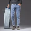 Winterfleece dikke warme jeans Klassiek merk Business Casual Heren Getailleerd Recht Stretch Midhoge taille Denim 240113