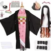 Adulte et enfants nouveau Anime démon tueur Kimetsu no Yaiba Cosplay Kamado Nezuko femme japonais Kimono Cosplay Costume Y0903262D