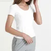 L-F Workout Shirts Mouw Sexy Yoga Tops Activewear V-hals T-shirts voor Dames Hardlopen Fitness Sport Korte Tees Droog Fit9X6R