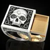 Cluster Rings Unique Vintage Punk Skull Men039s Ring Secret Compartment Memorial Souvenir Cinerary Casket Coffin For Men Hip Ho325220h