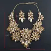 10 Colors Bridal Wedding Statement Jewelry Sets Rhinestone Crystal Necklace Champagne Color For Women Party Dress Accessories 240115