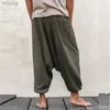 Pantaloni da uomo Pantaloni larghi da uomo in lino e cotone abbigliamento casual semplice taglie forti 2022 YQ240115