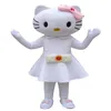 2018 Costume de mascotte de haute qualité Kitty mignon Halloween Noël Anniversaire Personnage Costume Robe Animal Chat Blanc Mascotte Ship271B