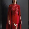 DARD RED PROM Dress 2024 Spectacular Dress Godmother Evening Dress Lace Pärled Split Ruby Red Mermaid Cocktail Party Dress YD