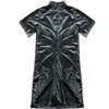 Body flessibile da uomo Maschile sexy body nero con cerniera Catsuit maniche corte tuta discoteca bar clubwear Costume233K