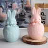 Hantverksverktyg 3D Eggshell Rabbit Silicone Candle Mold Creative Easter Animal Aromaterapi Gips Harts Handgjorda tvålchokladbakningsverktyg YQ240115