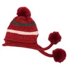 Boinas Gorro Chapéu Quente Tricotado Cap Cabo Grosso Forro de Lã Malha Earflap Pompom (Amarelo)