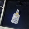 تمرير الوافدين الجدد لقيام اختبار المجلس المثلج للمجوهرات الصلبة Sier D Baguette Moissanite Diamond Dog Tag Tag Leldant