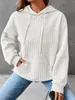 Sweat à capuche de couleur unie pour femmes, sweat-shirt à capuche gaufré, col rond, manches longues, printemps 2024
