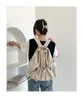 Moda ruched drawstring mochilas para mulheres estéticas tecido de náilon mochila leve estudantes saco de viagem feminino 240113