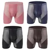 Onderbroek Heren Ondergoed Boxers Shorts Homme Ademend Mesh Slipje Man Kunstleer Zakje Midden Lange Been Cueca Calzoncillos